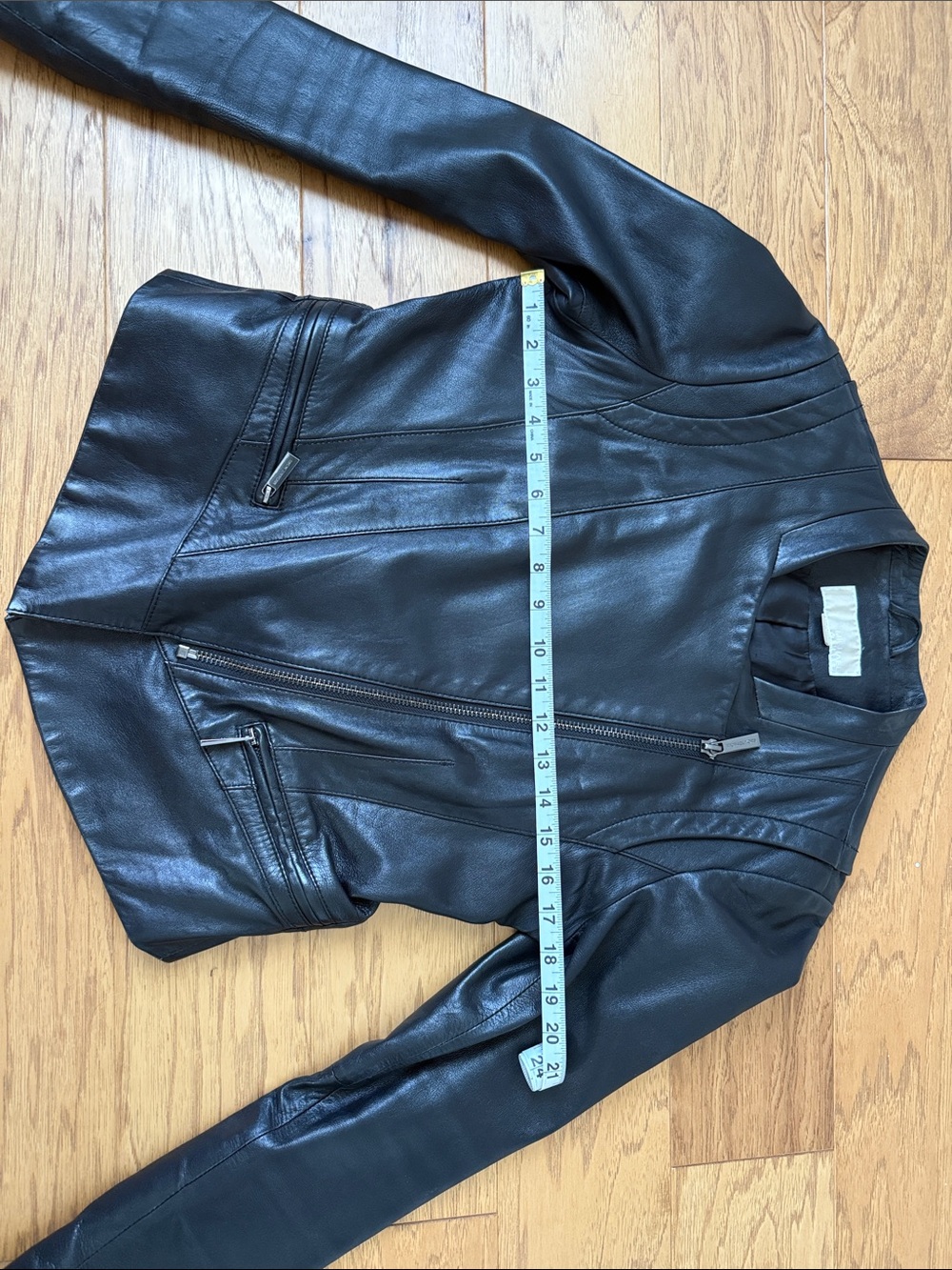 Michael Kors Black Leather Jacket, Medium - Picture 9 of 13